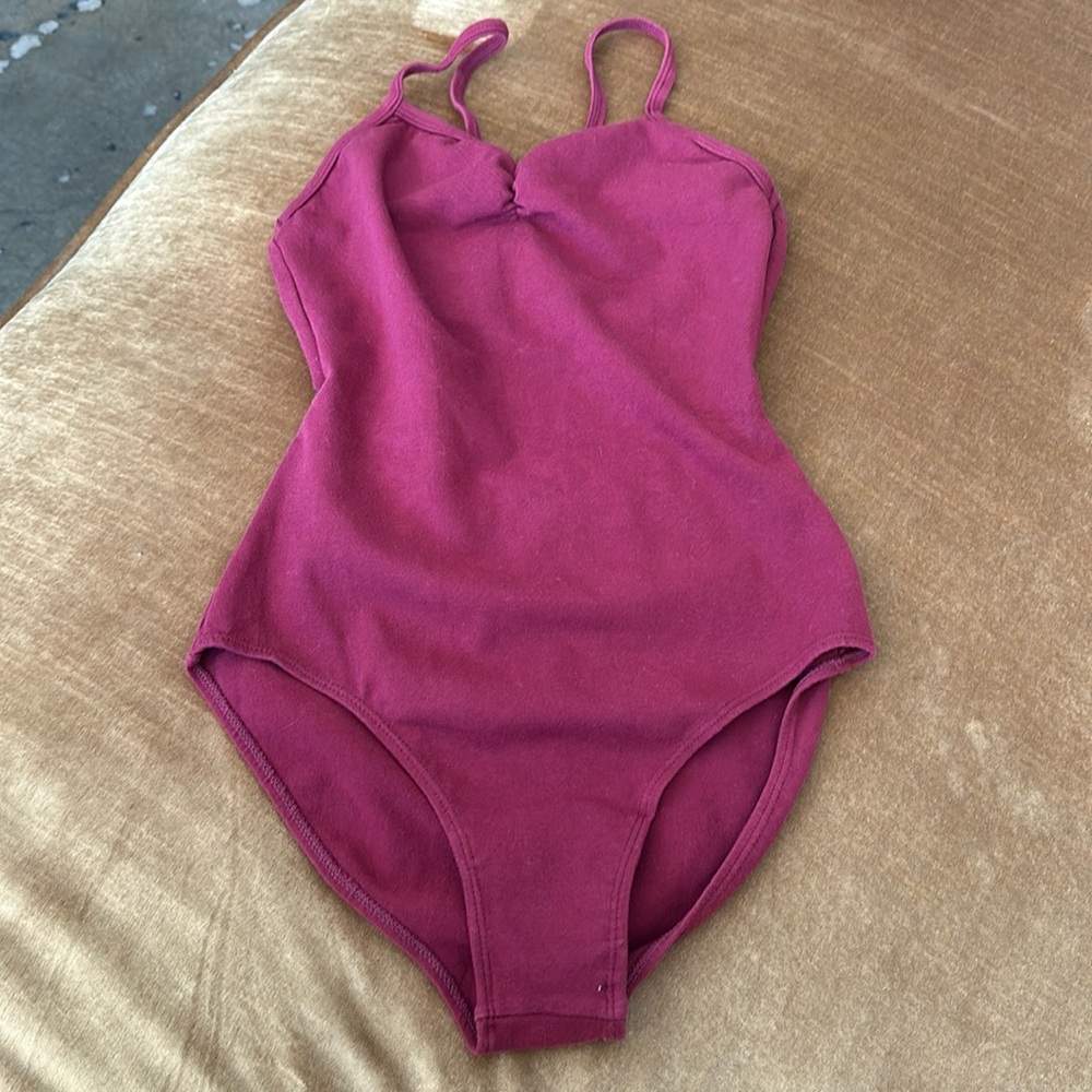 Leotard Dance Wear Burgundy color Straps Cutout back Cotton Stretches Lined top